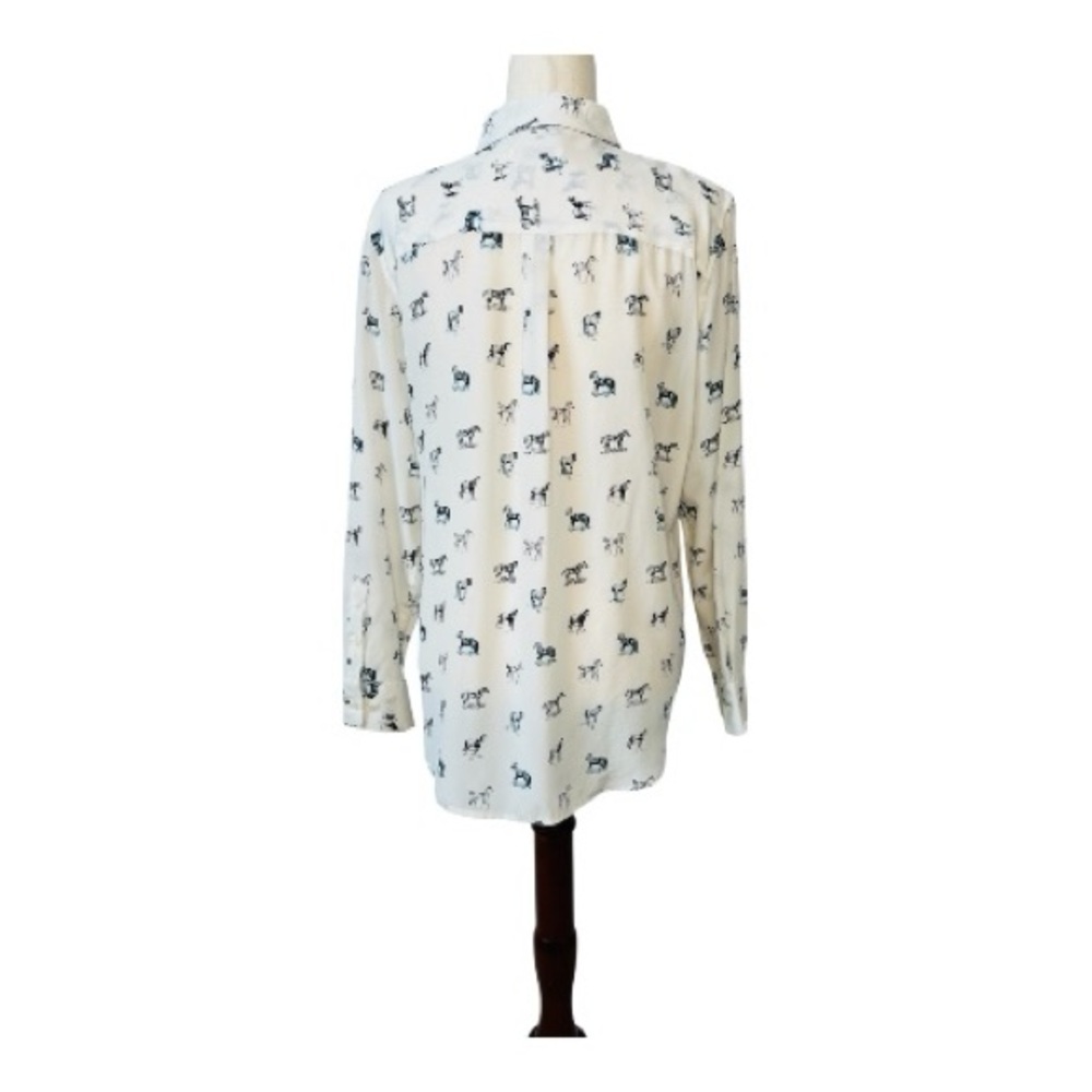 Equipment Femme Ivory Silk Collared Blouse With Horse Print Size Large - Picture 4 of 8